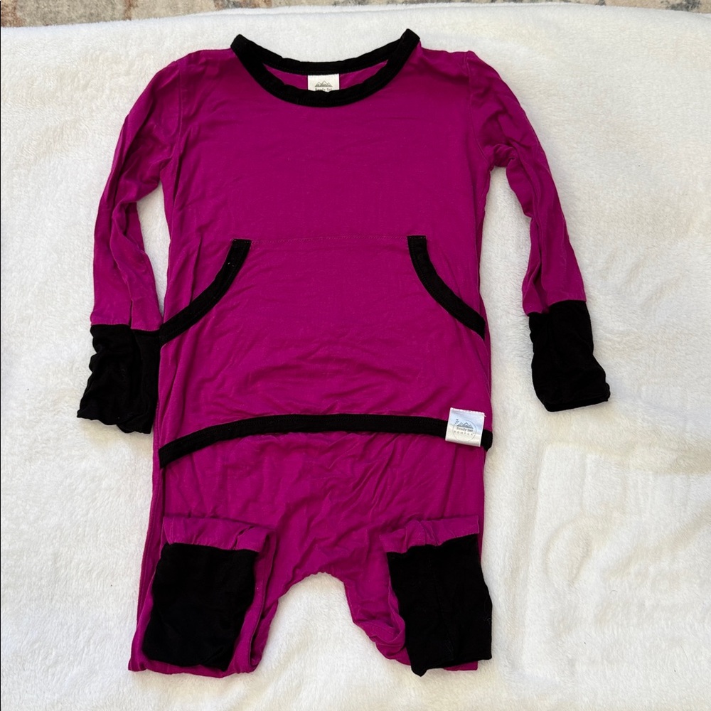 Purple and Black Long Sleeve Romper